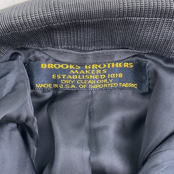 Brooks Brothers Blazer Men 40R Black Gray 3 Roll Button Classic Jacket Wool USA - Picture 7 of 13
